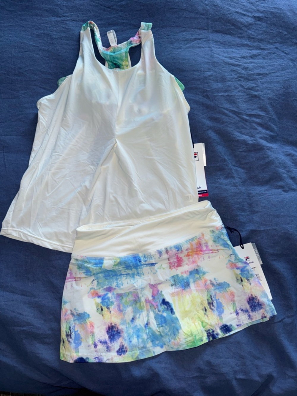 NWT AUTHENTIC WOMEN’S FILA UV PROTECTING TENNIS OUTFIT TOP & SKORT SIZE SMALL/XS